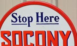 Stop Here Socony Motor Oil Porcelain Sign