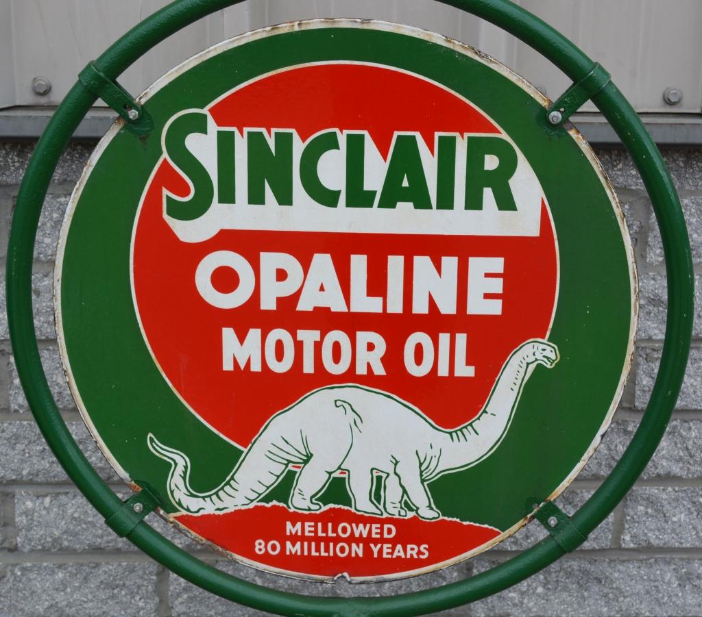 Sinclair Opaline Motor Oil w/white Dinosaur Porcel