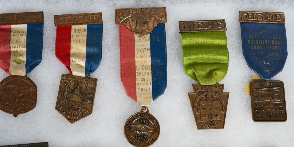 1930s-60s AFL CIO UNION DELEGATE RIBBON BADGES