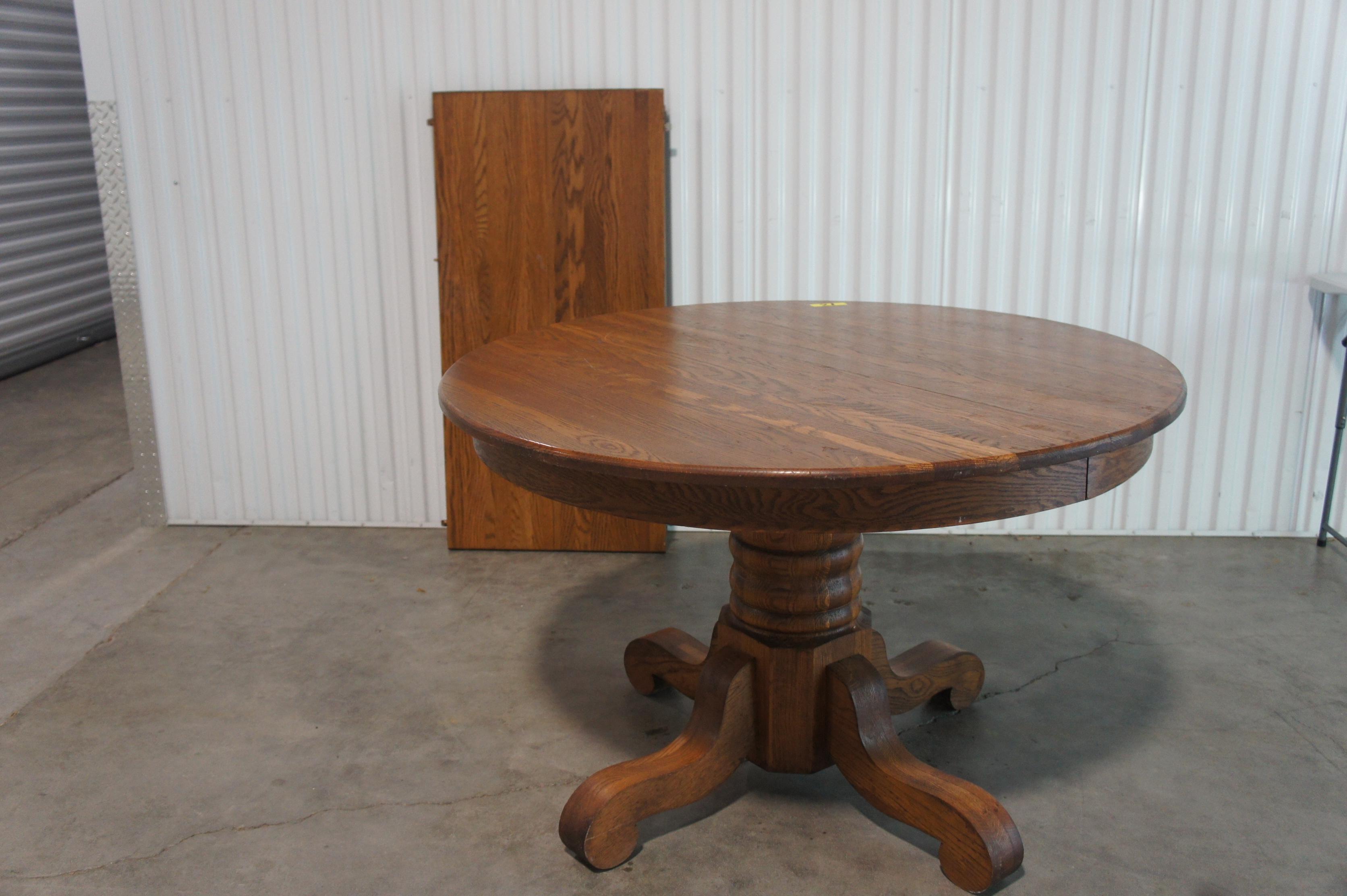 Wooden Pedestal  Dining Table with Leaf   -JC