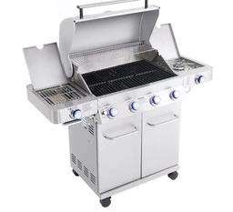 Monument 4-Burner Propane Gas Grill in Stainless with LED Controls, Side and Side Sear Burners