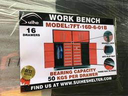 UNUSED SUIHE 7' 16DRAWER WORKBENCH/TOOL CABINET