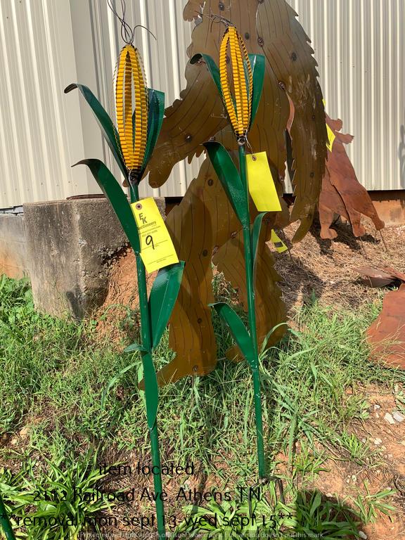 (2) METAL CORN STALKS