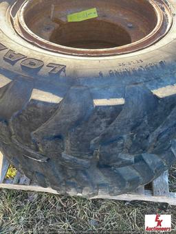 (2)  15.5-25 loader tires and rims