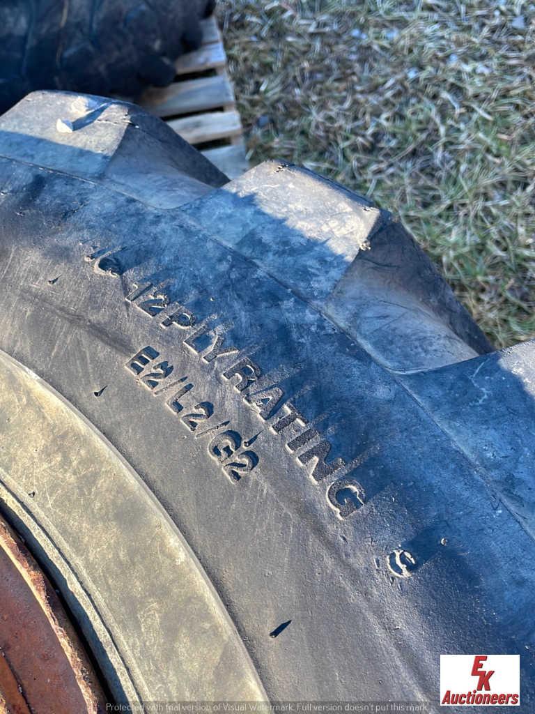 (2)  15.5-25 loader tires and rims