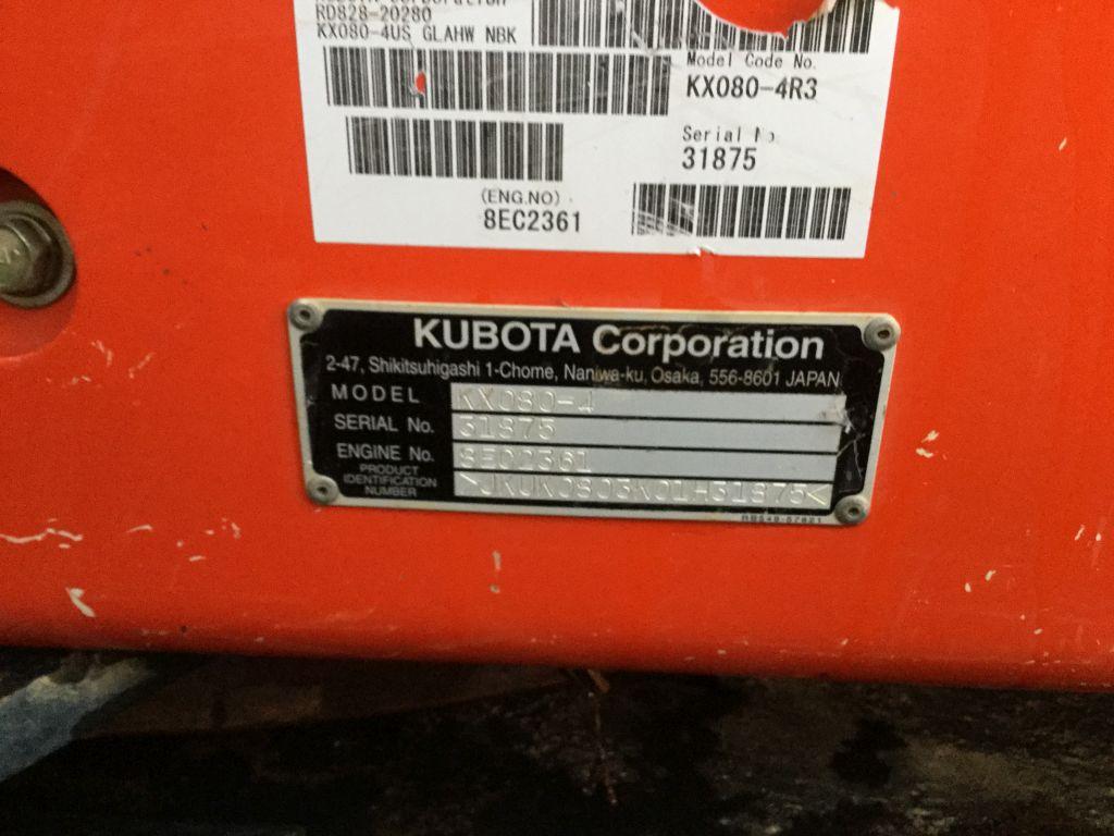 2016 KUBOTA KX080-4 EXCAVATOR