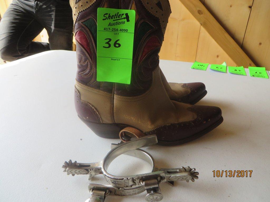 Dale Evams Engraved Spurs, boots