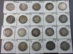 20x Barber Silver Quarters
