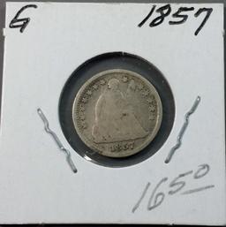 1857 Seated Liberty Silver HALF DIME