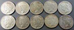 10x Peace Silver Dollars (a)