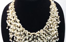 VINTAGE 14k (585) HUGE Pearl Stands Necklace