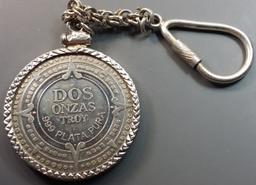 2oz .999 Silver "Dos Onzas" Railroad Coin on Keychain