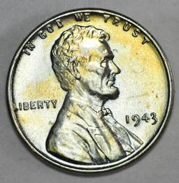 1943 TONED Steel Wheat Cent penny