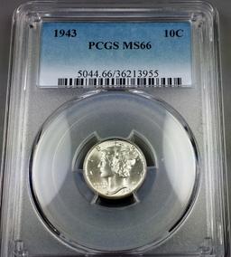 1943-p Mercury Silver Dime -PCGS ms66