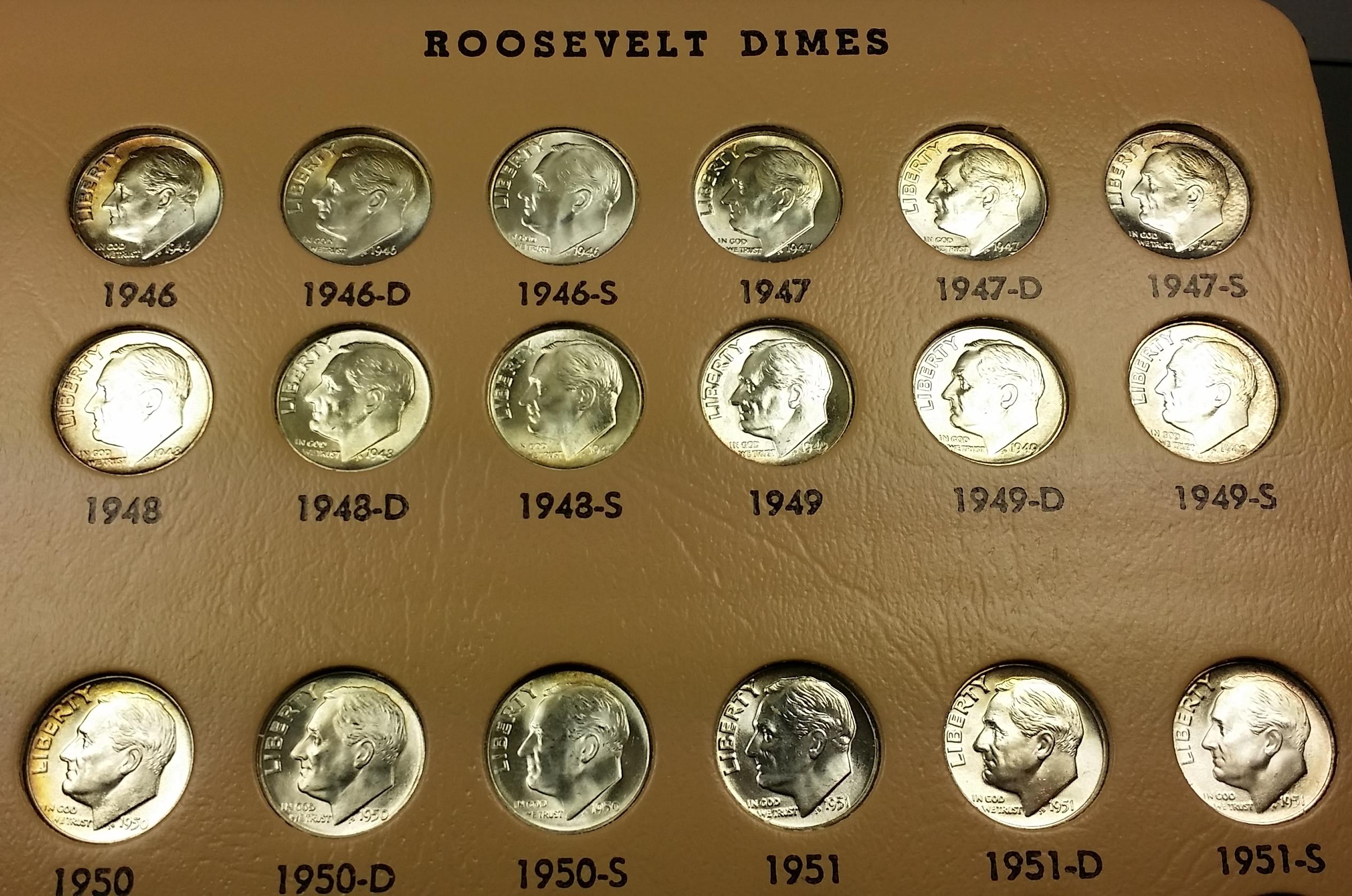 COMPLETE Roosevelt Dime Album -MANY TONED