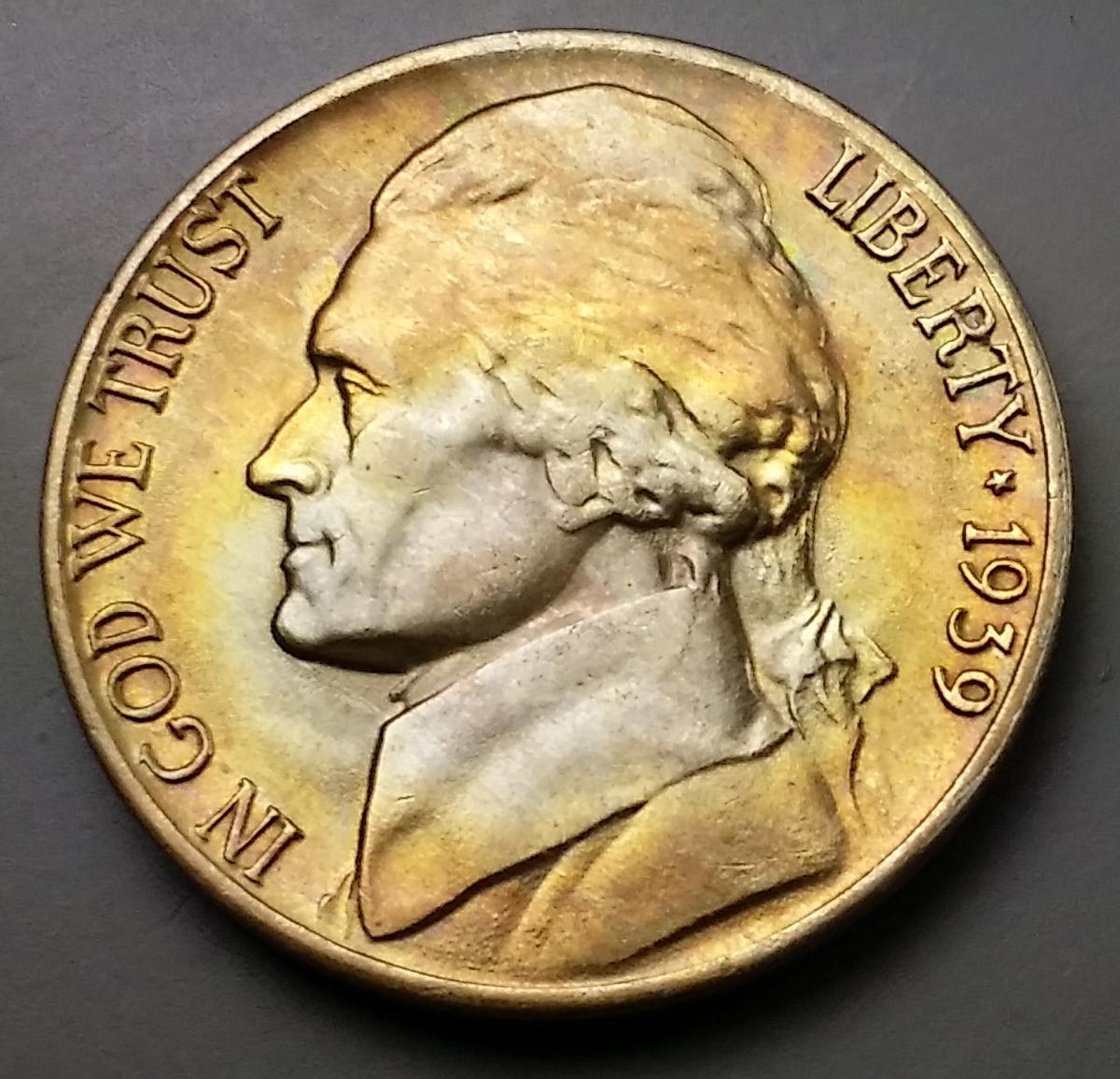 1939-D Jefferson Nickel -TONED