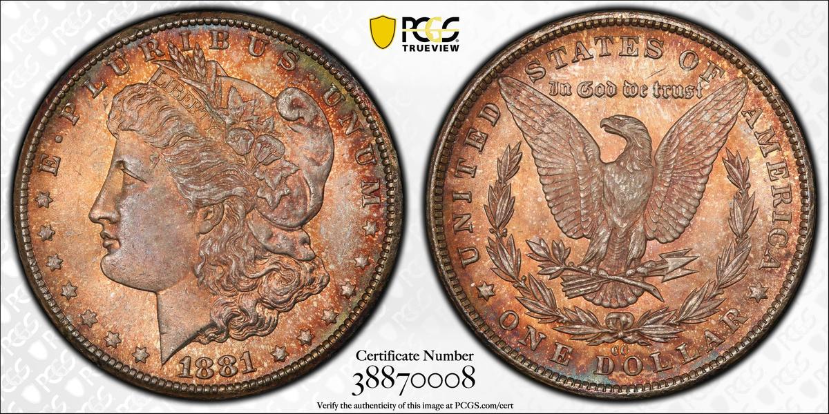 1881-CC Morgan Silver Dollar PCGS ms65 -TONED