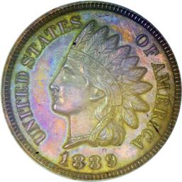 1889 PROOF Indian Head Cent (NGC pf63BN) -RAINBOW TONED