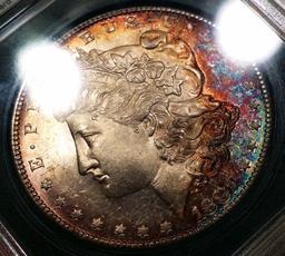 1881-S Morgan Silver Dollar -NEON TONED