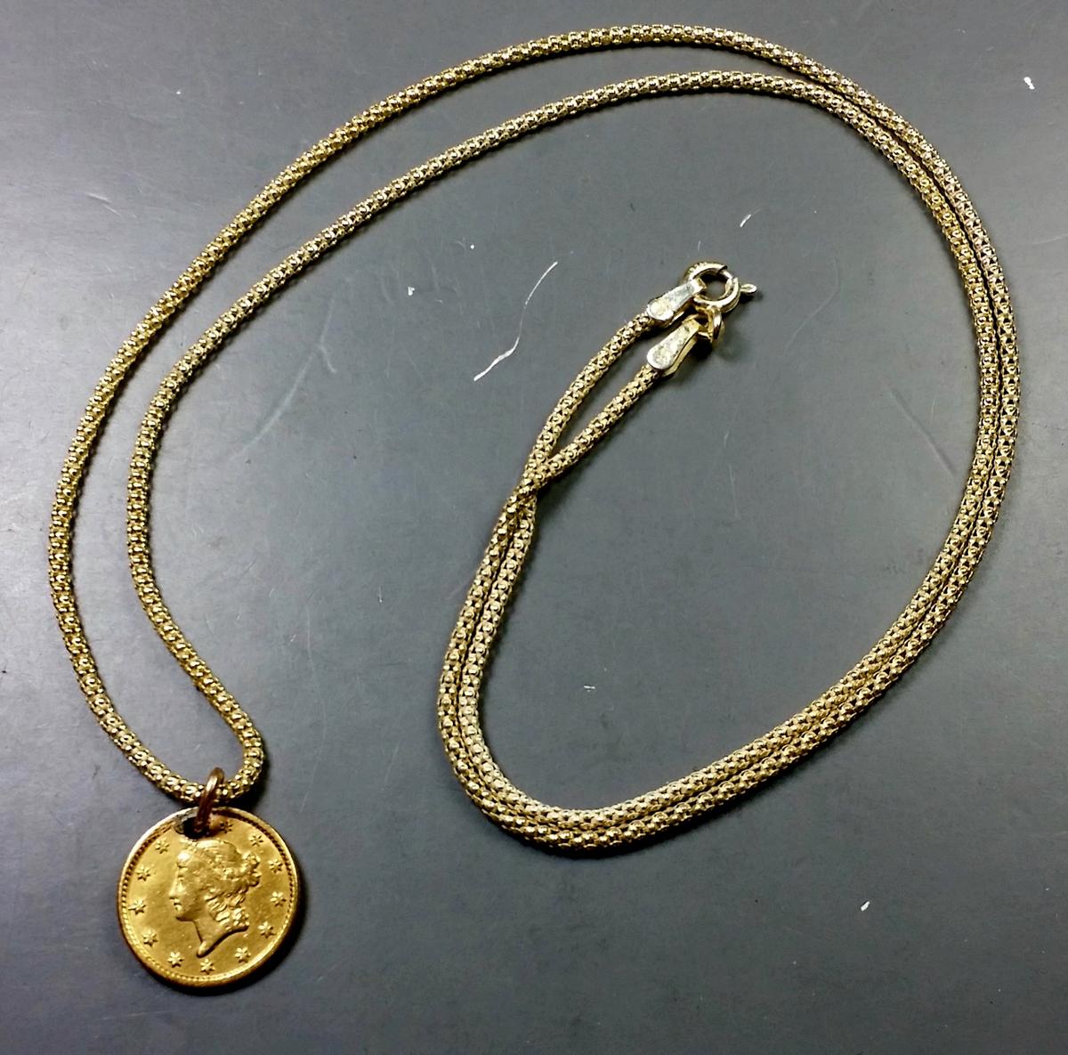 1854 Gold $1 Necklace