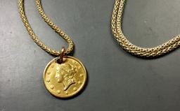 1854 Gold $1 Necklace
