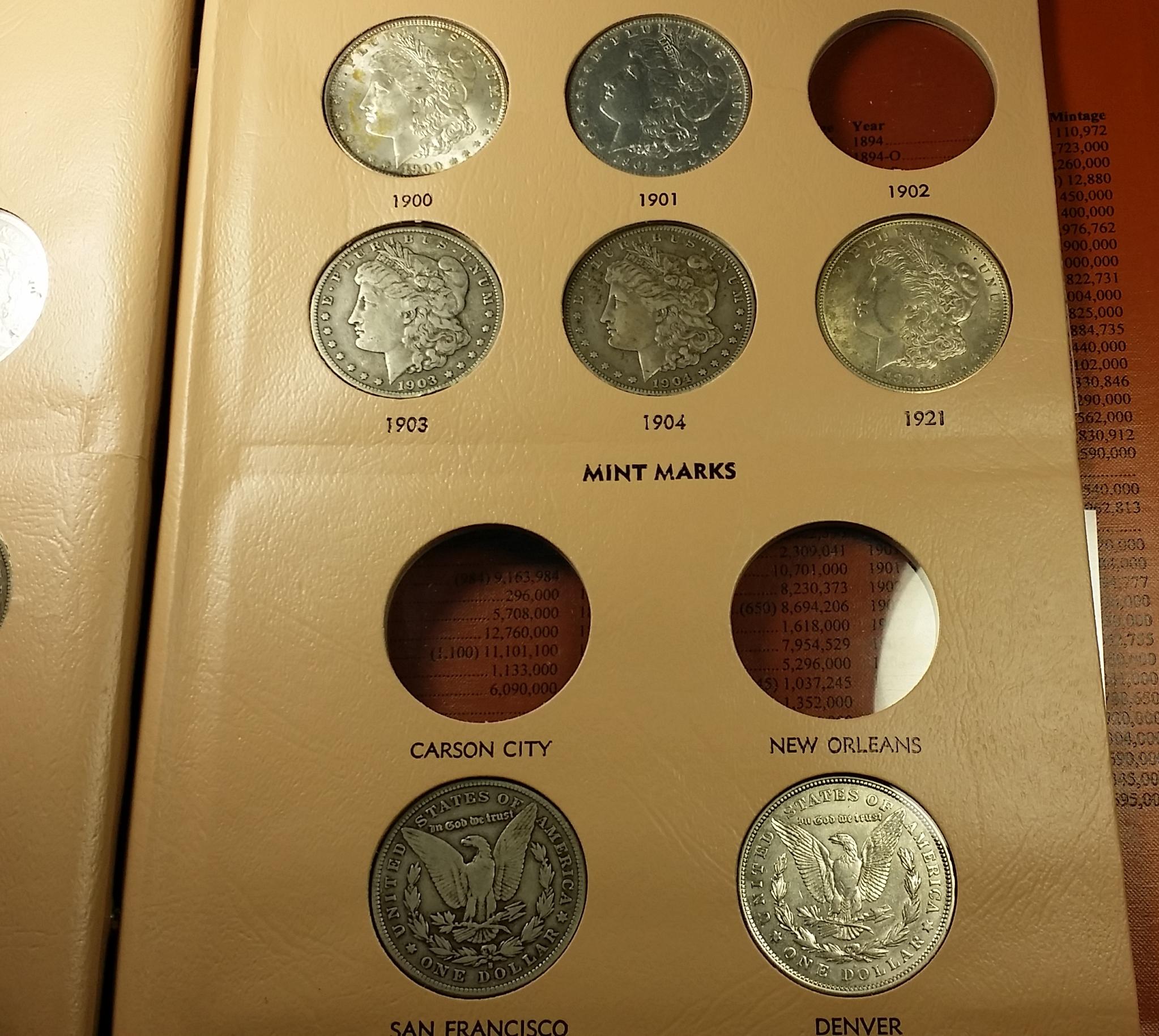 Morgan Silver Dollar DANSCO Date-Set -NEAR COMPLETE