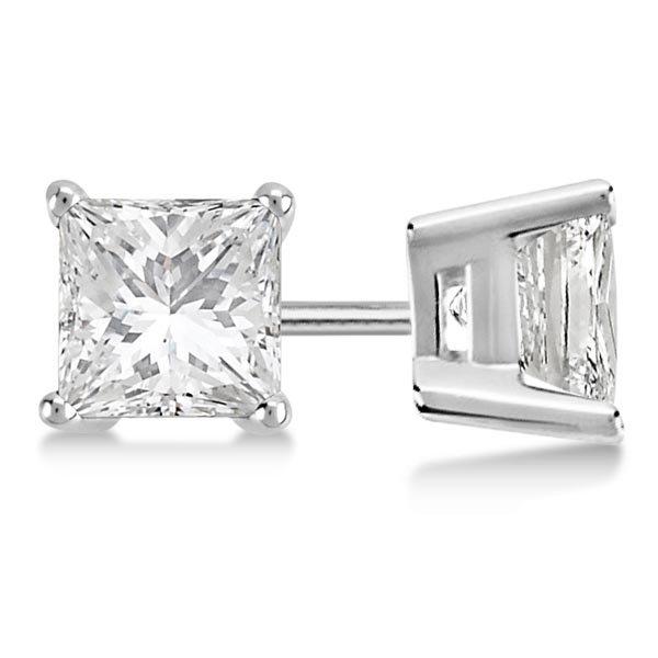 Certified 0.7 CTW Princess Diamond Stud Earrings D/SI2