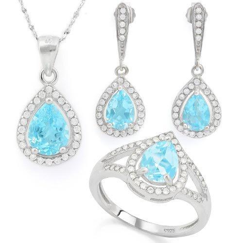 4 CARAT BABY SWISS BLUE TOPAZ 925 STERLING SILVER SET