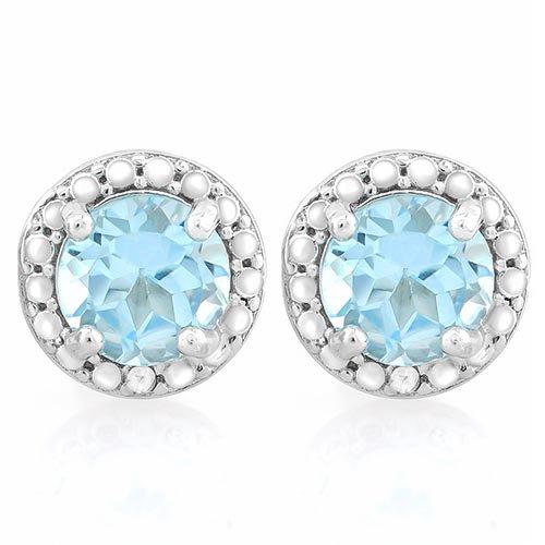 2 CARAT BABY SWISS BLUE TOPAZ & DIAMOMND 925 STERLING SILVER EARRINGS