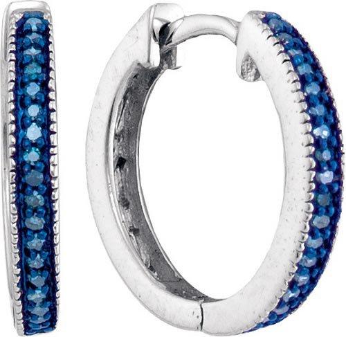 925 Sterling Silver White 0.10CTW BLUE DIAMOND FASHION EARRING