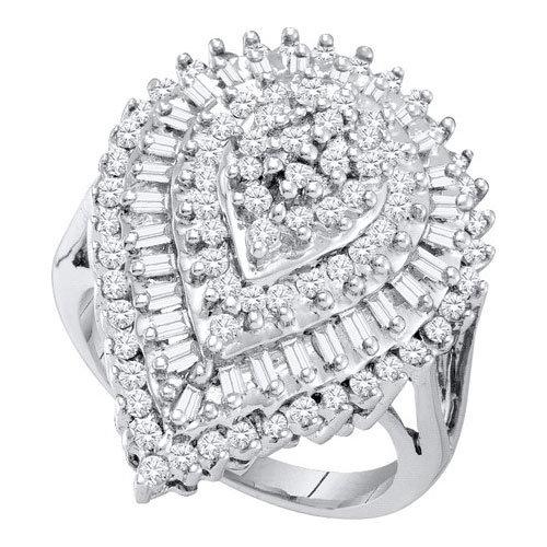 10KT White Gold 1.00CTW DIAMOND CLUSTER RING