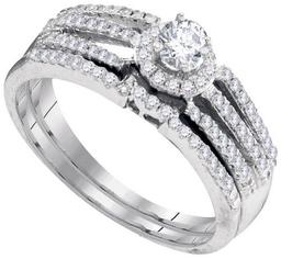 10KT White Gold 0.45CTW DIAMOND 0.15CT CENTER ROUND BRIDAL SET