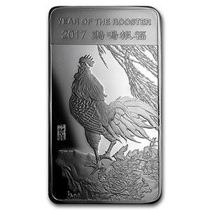 10 oz Silver Bar - (2017 Year of the Rooster)
