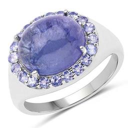 7.80 Carat Genuine Tanzanite .925 Sterling Silver Ring