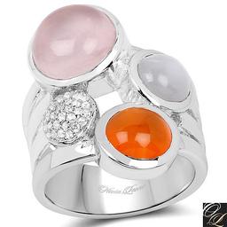 5.96 Carat Genuine Multi Stone .925 Sterling Silver Ring