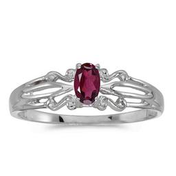 Certified 14k White Gold Oval Rhodolite Garnet Ring 0.23 CTW