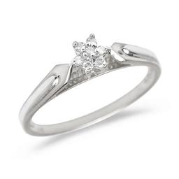 Certified 14K White Gold Diamond Cluster Ring 0.07 CTW