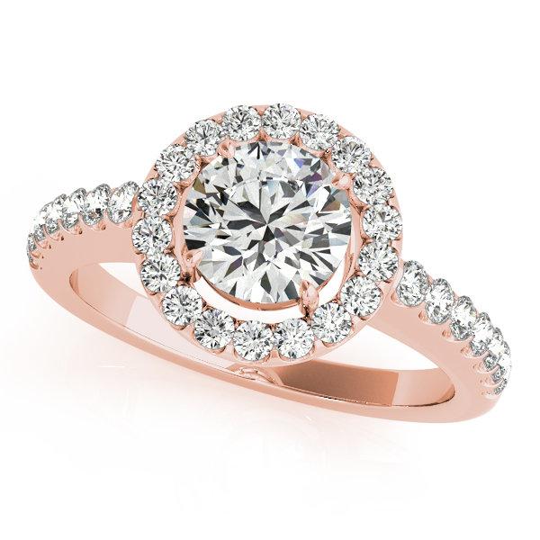 CERTIFIED 18K ROSE GOLD 1.03 CT G-H/VS-SI1 DIAMOND HALO ENGAGEMENT RING