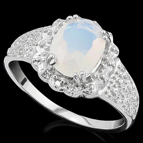 1 1/2 CARAT CREATED FIRE OPAL & DIAMOND 925 STERLING SILVER RING