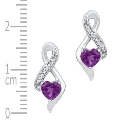 10kt White Gold Womens Heart Lab-Created Amethyst Solitaire Infinity Stud Earrings 1/20 Cttw