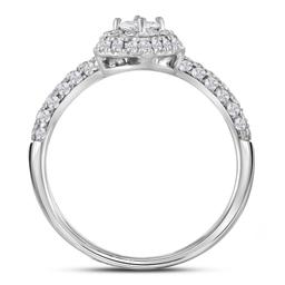 14kt White Gold Womens Princess Diamond 2-stone Bypass Bridal Wedding Engagement Ring 1.00 Cttw