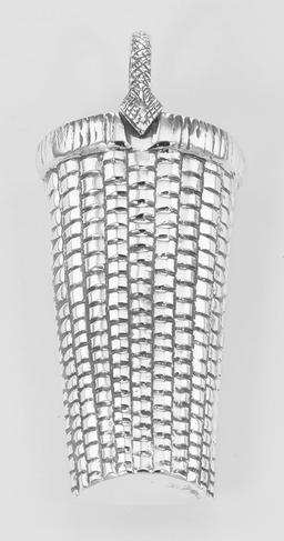 Basket Vase Pin - Sterling Silver - Basket Weave Design