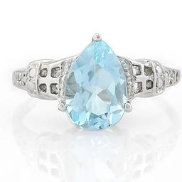 2 CARAT BABY SWISS BLUE TOPAZ & DIAMOND 925 STERLING SILVER RING