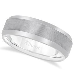 Comfort-Fit Carved Wedding Band in Palladium for Men (7mm)