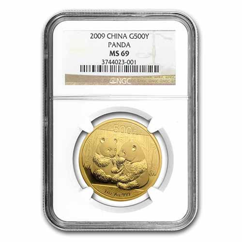 2009 China 1 oz Gold Panda MS-69 NGC