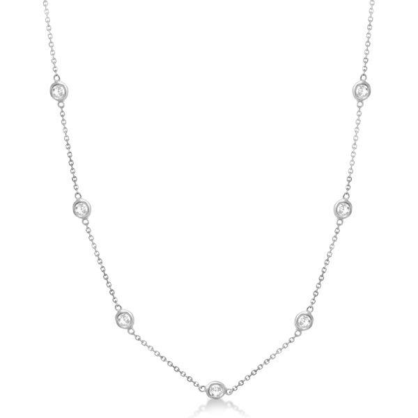 Diamond Station Necklace Bezel-Set 14K White Gold (1.50ct)