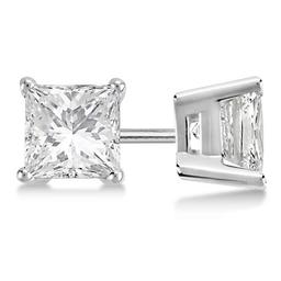 Certified 1.05 CTW Princess Diamond Stud Earrings E/SI1