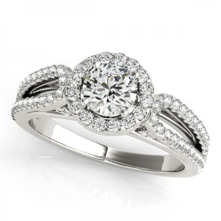 CERTIFIED PLATINUM .85 CT G-H/VS-SI1 DIAMOND HALO ENGAGEMENT RING