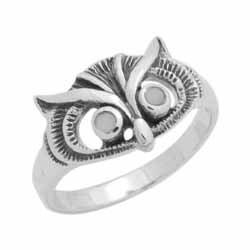 SILVER MOTHER OF PEARL OWL RING