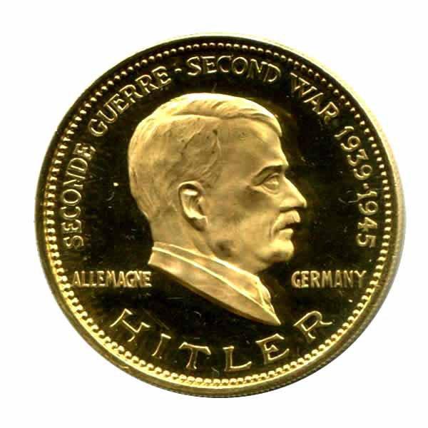 WWII Commemorative Proof Gold Medal 18g. 1958 Hitler